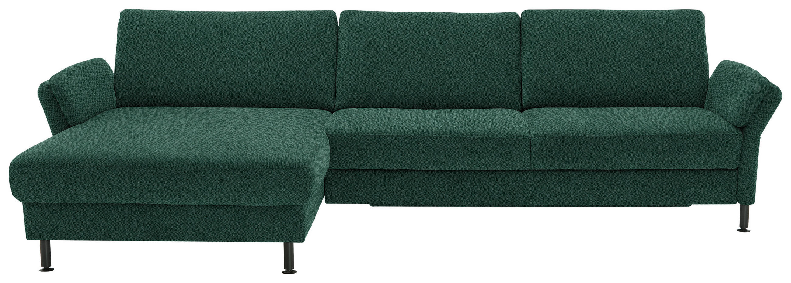 ECKSOFA  in Chenille, Flachgewebe Waldgrün  175/316 cm  - Waldgrün/Schwarz, Design, Textil/Metall (175/316cm) - Dieter Knoll