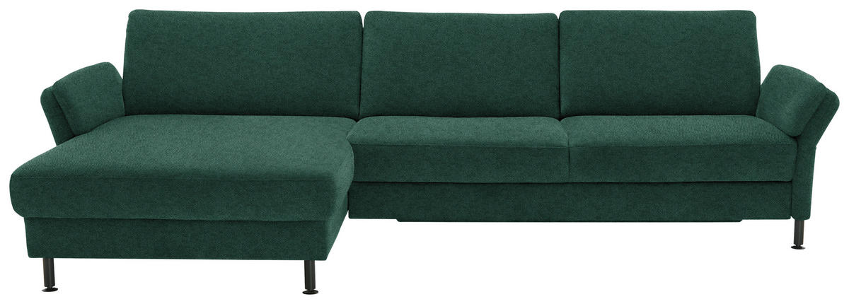 ECKSOFA  in Chenille, Flachgewebe Waldgrün  175/316 cm  - Waldgrün/Schwarz, Design, Textil/Metall (175/316cm) - Dieter Knoll