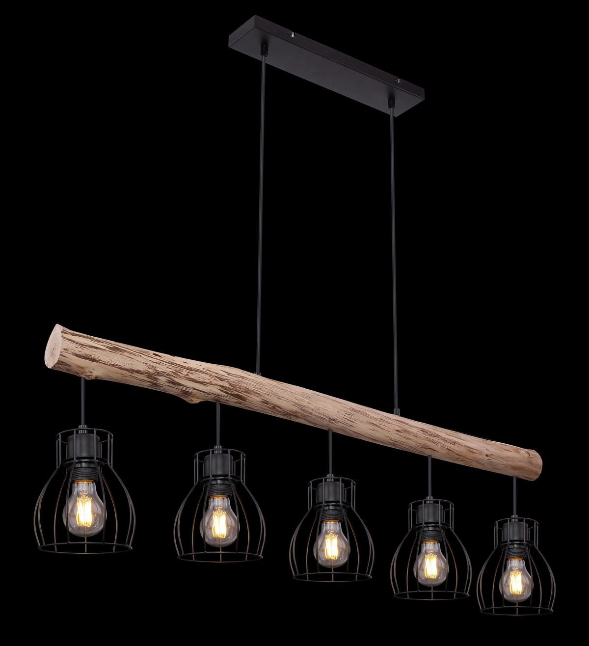 HÄNGELEUCHTE 100/13,6/140 cm    - Schwarz/Naturfarben, Trend, Holz/Metall (100/13,6/140cm) - Marama