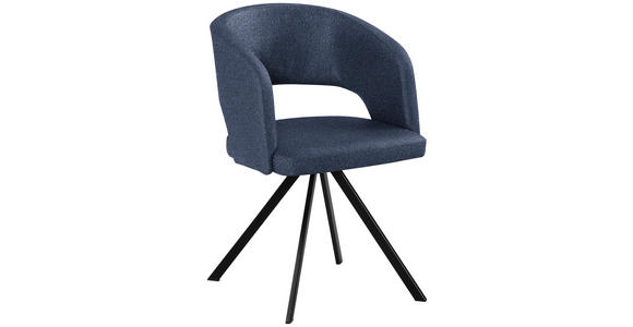 ARMLEHNSTUHL  Typenauswahl, inklusive Armlehnen Samt  - Schwarz/Dunkelblau, KONVENTIONELL, Textil/Metall (56/84/59cm) - Moderano