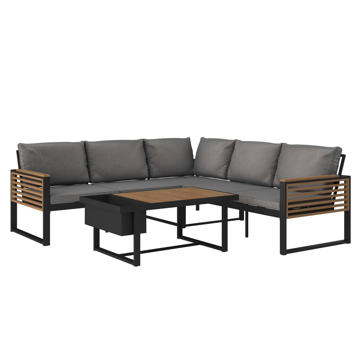 LOUNGE GARNITÚRA  235/235 cm   - natúr/fekete, Modern, textil/fa (235/235cm) - Ambia Garden