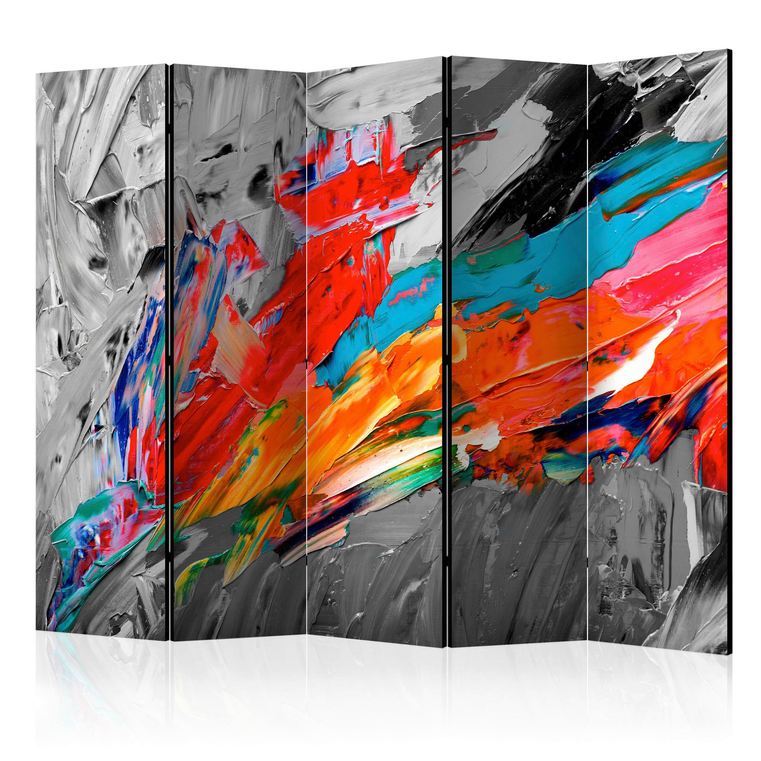 PARAVENT mit 5  Flügel - Multicolor, Basics, Holz/Textil (225/172/3cm) - artgeist