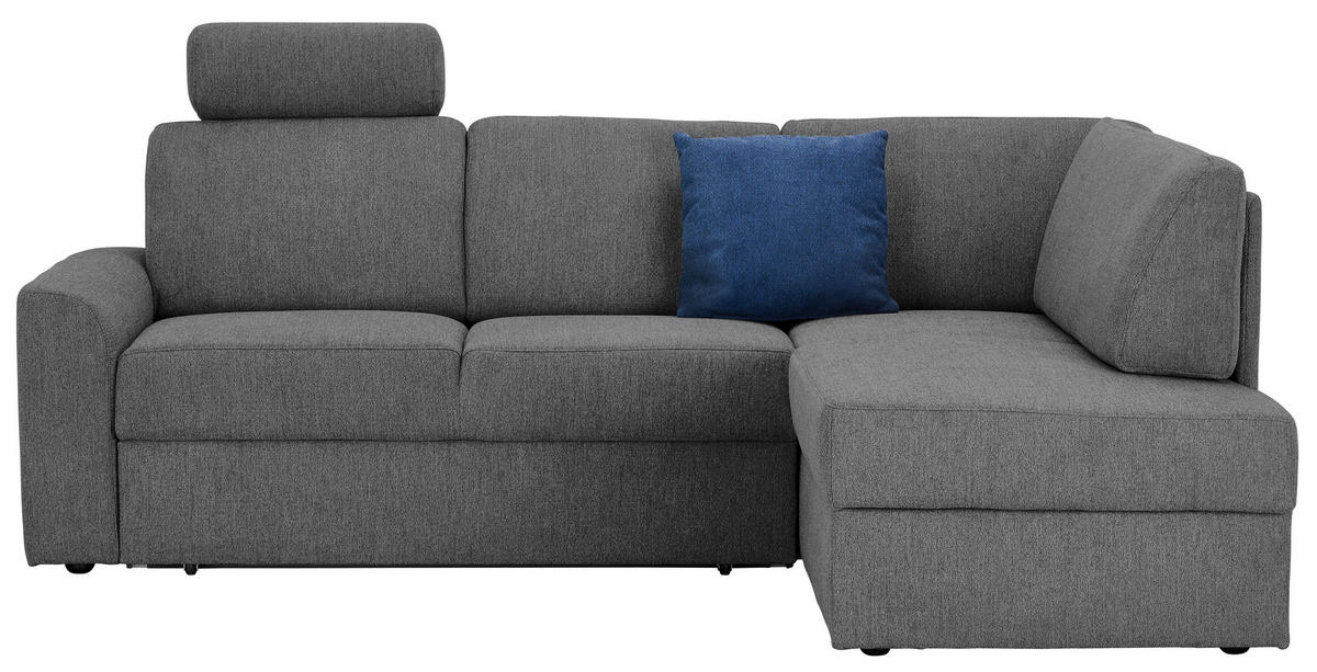 WOHNLANDSCHAFT  in Webstoff Grau  - Schwarz/Grau, KONVENTIONELL, Kunststoff/Textil (224/165cm) - Xora