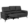 3-SITZER-SOFA Lederlook, Mikrofaser Grau  - Schwarz/Grau, KONVENTIONELL, Textil/Metall (215/102/96cm) - Carryhome