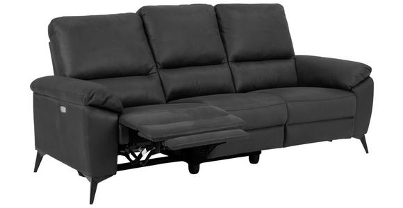 3-SITZER-SOFA Lederlook, Mikrofaser Grau - Schwarz/Grau, KONVENTIONELL, Textil/Metall (215/102/96cm) - Carryhome