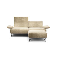 2,5-SITZER Samt Naturfarben  - Schwarz/Naturfarben, Design, Textil/Metall (204-234/85/86-94cm) - SENSOO