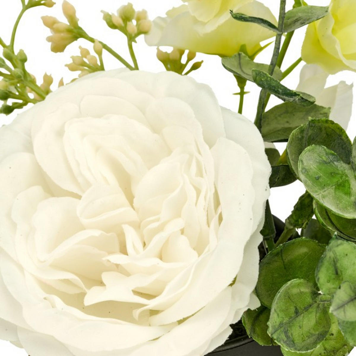 KUNSTPFLANZE Rose 16 cm  - Schwarz/Weiß, Basics, Kunststoff (16cm)