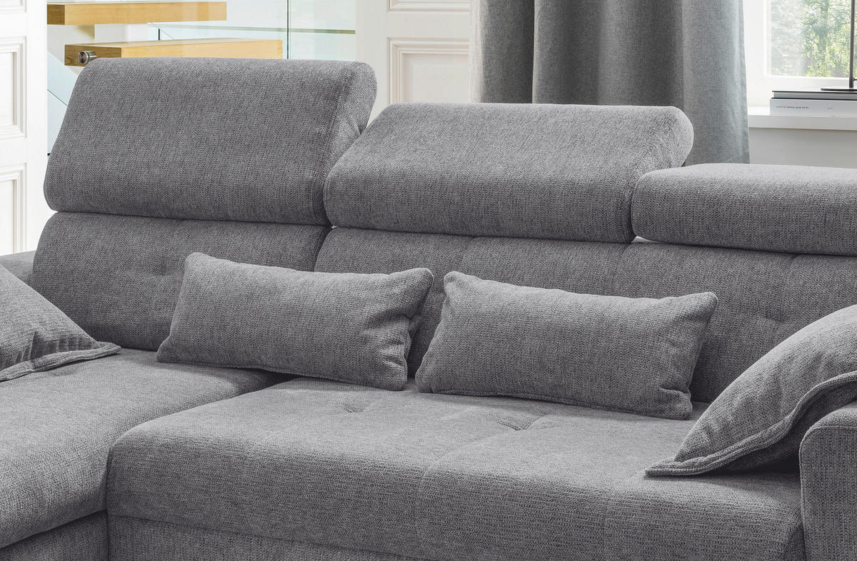ECKSOFA Chenille Dunkelgrau  - Dunkelgrau/Schwarz, Basics, Textil/Metall (186/270cm) - Livetastic