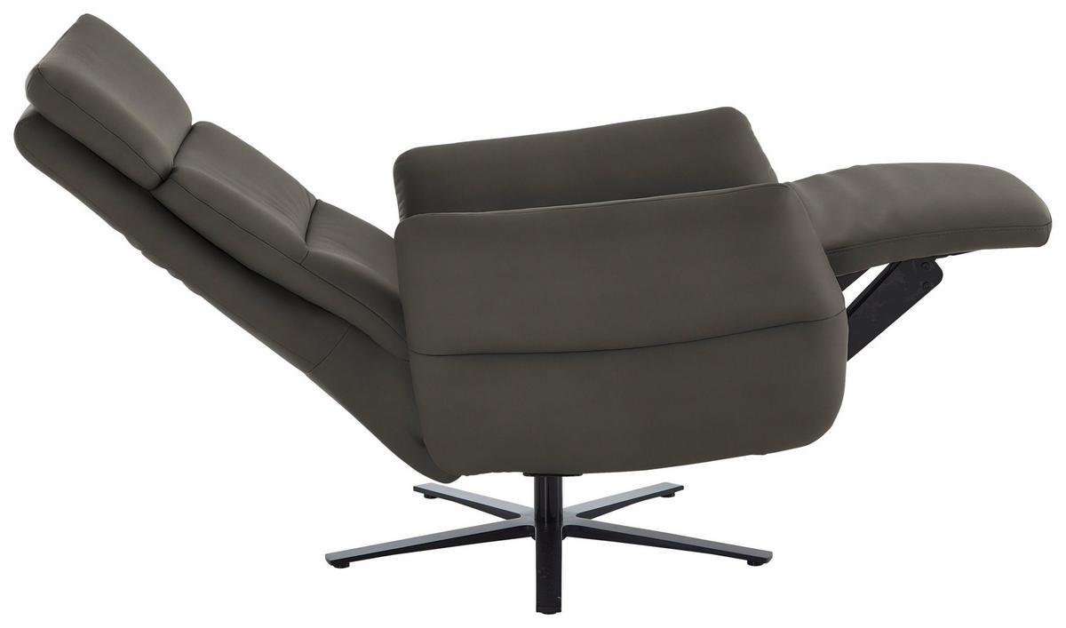 RELAXSESSEL in Leder Dunkelgrau  - Dunkelgrau/Schwarz, Design, Leder/Metall (82/119/85cm) - Dieter Knoll