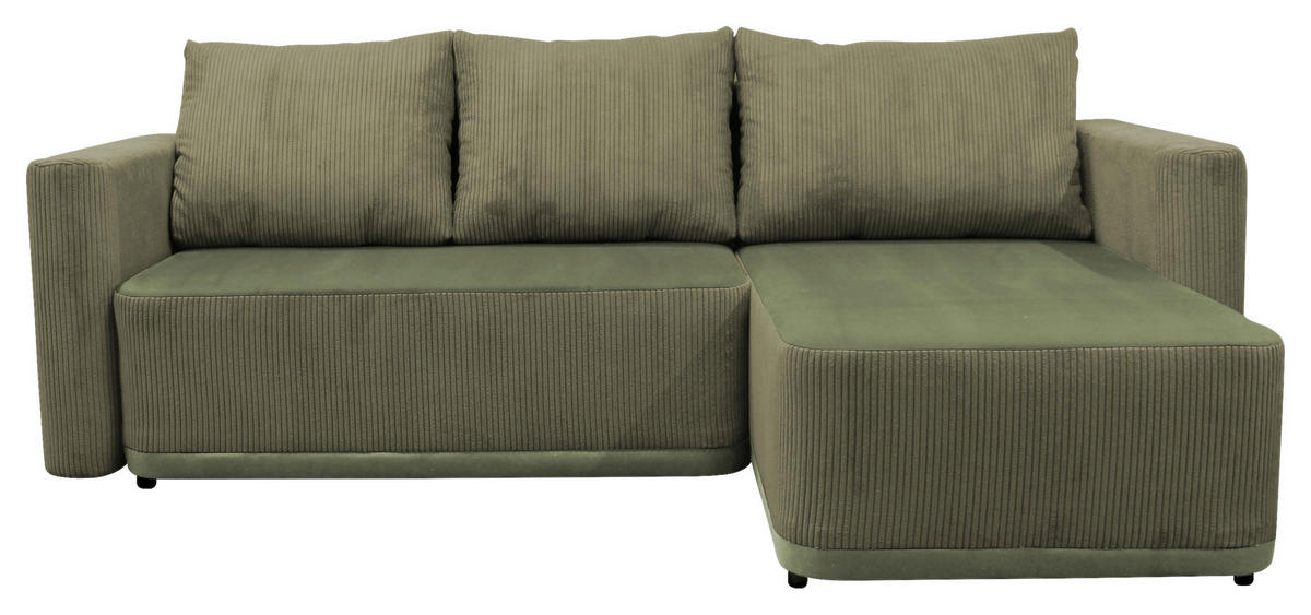 ECKSOFA STELLA Grün Plüsch Rückenkissen, Bettkasten  - Schwarz/Grün, Design, Kunststoff/Textil (234/166cm) - MID.YOU