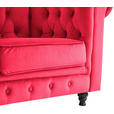 CHESTERFIELD-SOFA Samt Rot, Schwarz  - Rot/Schwarz, Trend, Holz/Textil (165/75/87cm) - Xora