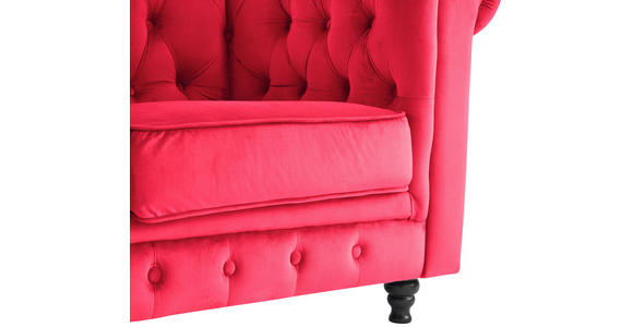 CHESTERFIELD-SOFA Samt Rot, Schwarz  - Rot/Schwarz, Trend, Holz/Textil (165/75/87cm) - Xora