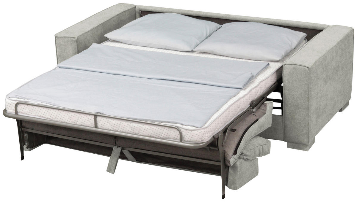 SCHLAFSOFA in Webstoff Hellgrau  - Dunkelbraun/Hellgrau, Design, Holz/Textil (203/85/99cm) - MID.YOU