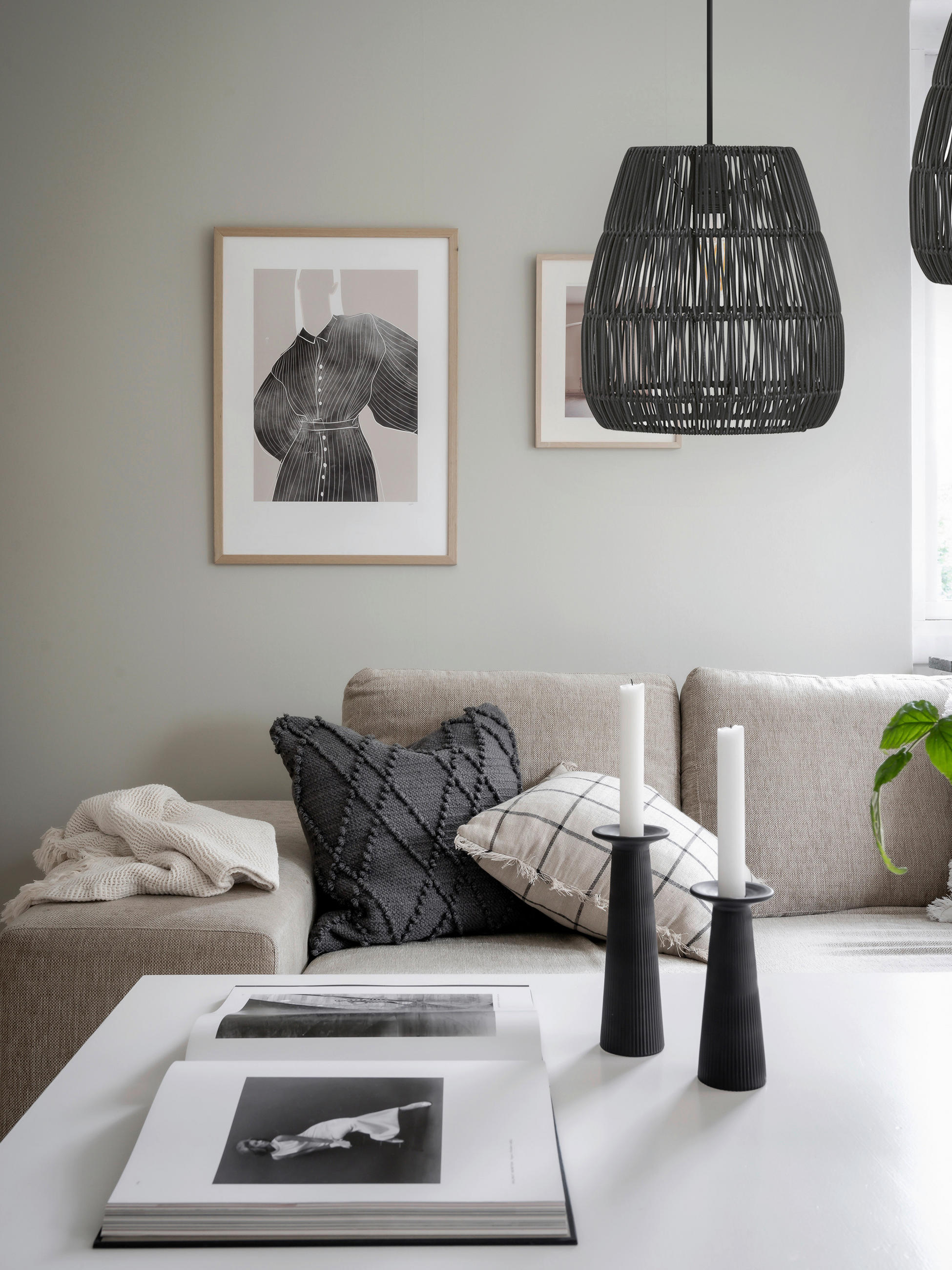 HÄNGLAMPA PR Home Saigon 38 cm  - svart, Natur, plast (38cm)