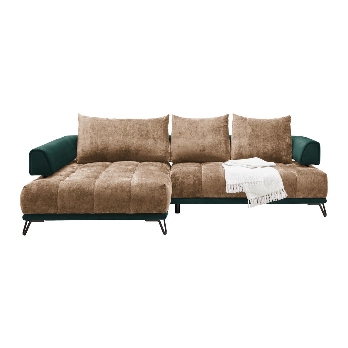 HÖRNSOFFA i beige  - beige/svart, Modern, metall/textil (184/262cm) - MID.YOU