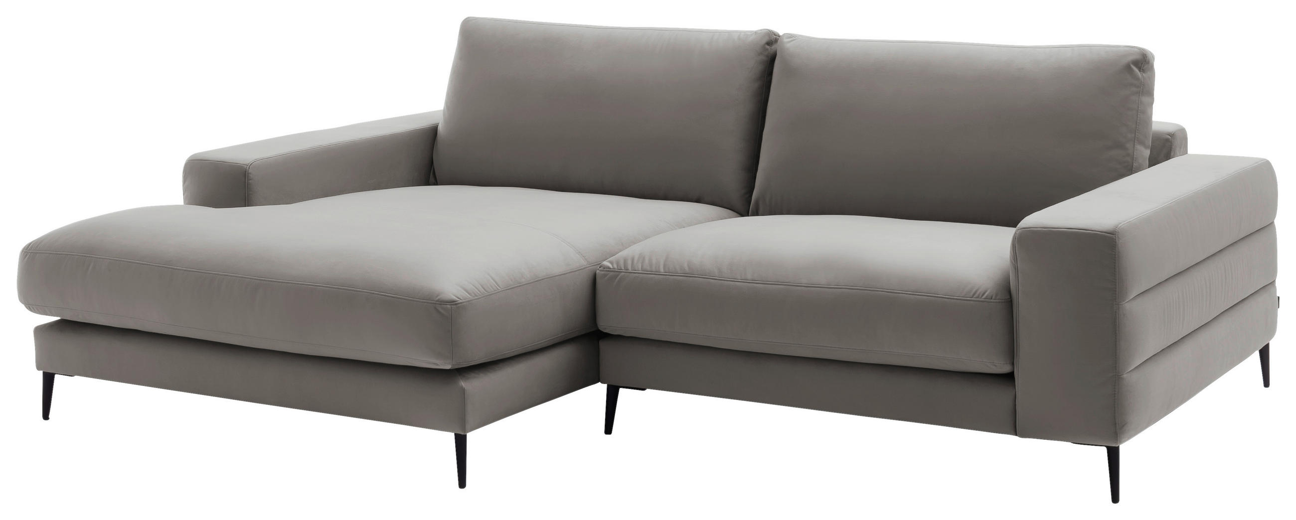ECKSOFA in Velours Greige  - Greige/Schwarz, Design, Textil/Metall (177/253cm) - Dieter Knoll