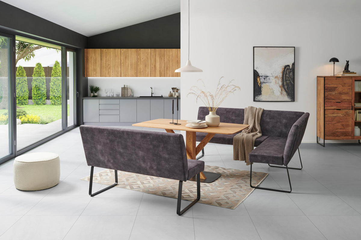 ECKBANK 155/197 cm  in Dunkelgrau  - Dunkelgrau/Schwarz, LIFESTYLE, Textil/Metall (155/197cm) - MID.YOU