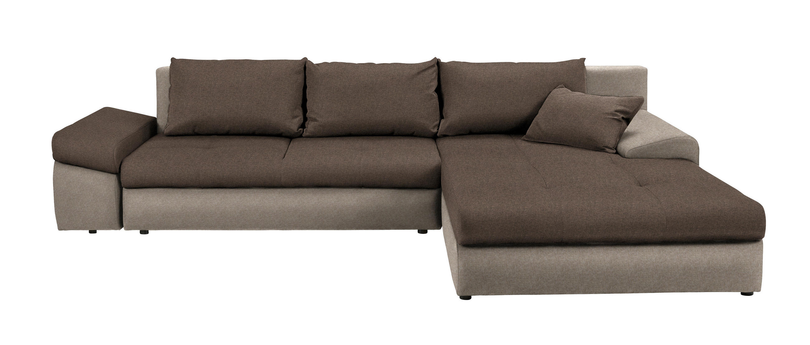 ECKSOFA in Webstoff Braun, Hellbraun  - Hellbraun/Schwarz, Design, Kunststoff/Textil (313/215cm) - MID.YOU