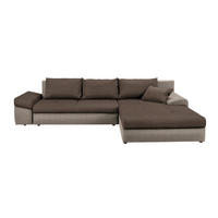 ECKSOFA in Webstoff Braun, Hellbraun  - Hellbraun/Schwarz, Design, Kunststoff/Textil (313/215cm) - MID.YOU