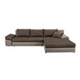 ECKSOFA Braun, Hellbraun Webstoff  - Hellbraun/Schwarz, Design, Kunststoff/Textil (313/215cm) - Carryhome