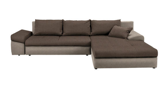 ECKSOFA Braun, Hellbraun Webstoff  - Hellbraun/Schwarz, Design, Kunststoff/Textil (313/215cm) - Carryhome