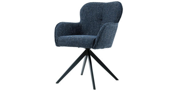 ARMLEHNSTUHL in Eisen Webstoff - Blau/Schwarz, Design, Textil/Metall (62/88/65cm) - Novel