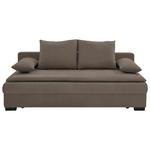 SCHLAFSOFA  in Samt Taupe  - Taupe/Schwarz, KONVENTIONELL, Kunststoff/Textil (207/74-94/90cm) - Venda