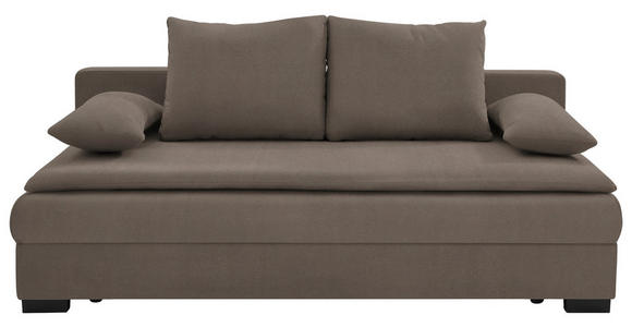 SCHLAFSOFA  in Samt Taupe  - Taupe/Schwarz, KONVENTIONELL, Kunststoff/Textil (207/74-94/90cm) - Venda