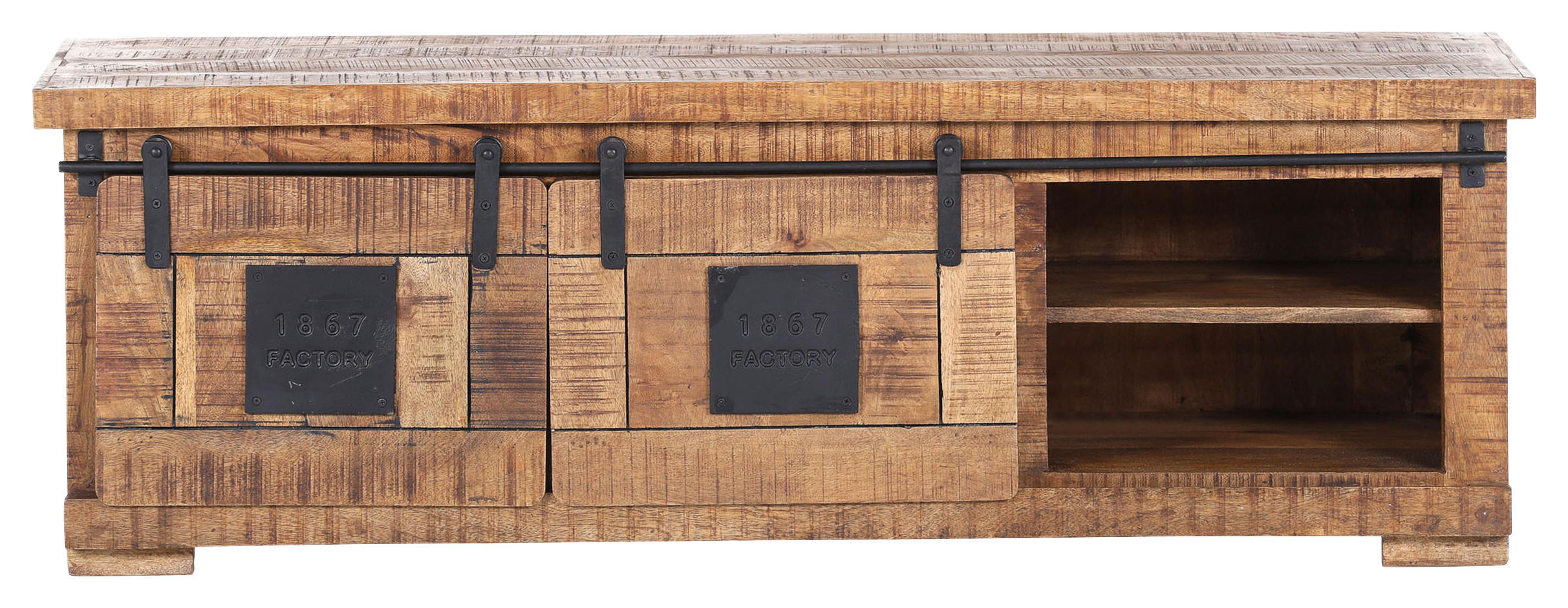 LOWBOARD in 150/50/45 cm - Schwarz/Naturfarben, LIFESTYLE, Holz/Metall (150/50/45cm) - Landscape