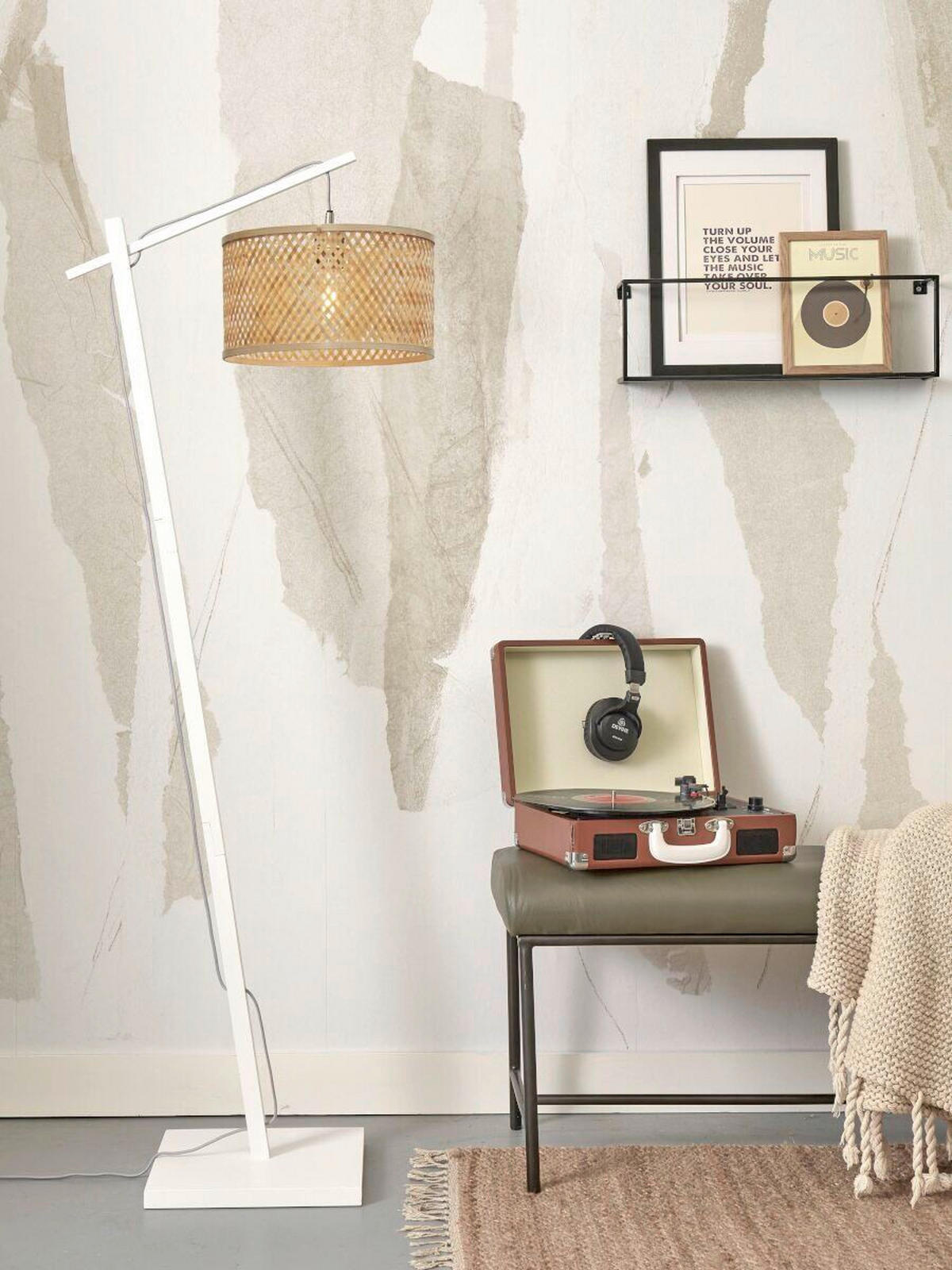 STEHLEUCHTE 58/32/150 cm    - Naturfarben/Weiß, Trend (58/32/150cm) - Good & Mojo