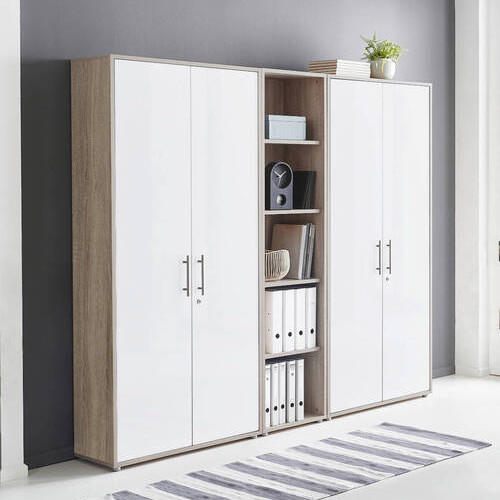 AKTENSCHRANK Weiß, Sonoma Eiche  - Weiß/Sonoma Eiche, MODERN, Holzwerkstoff (213/186/33cm) - MID.YOU