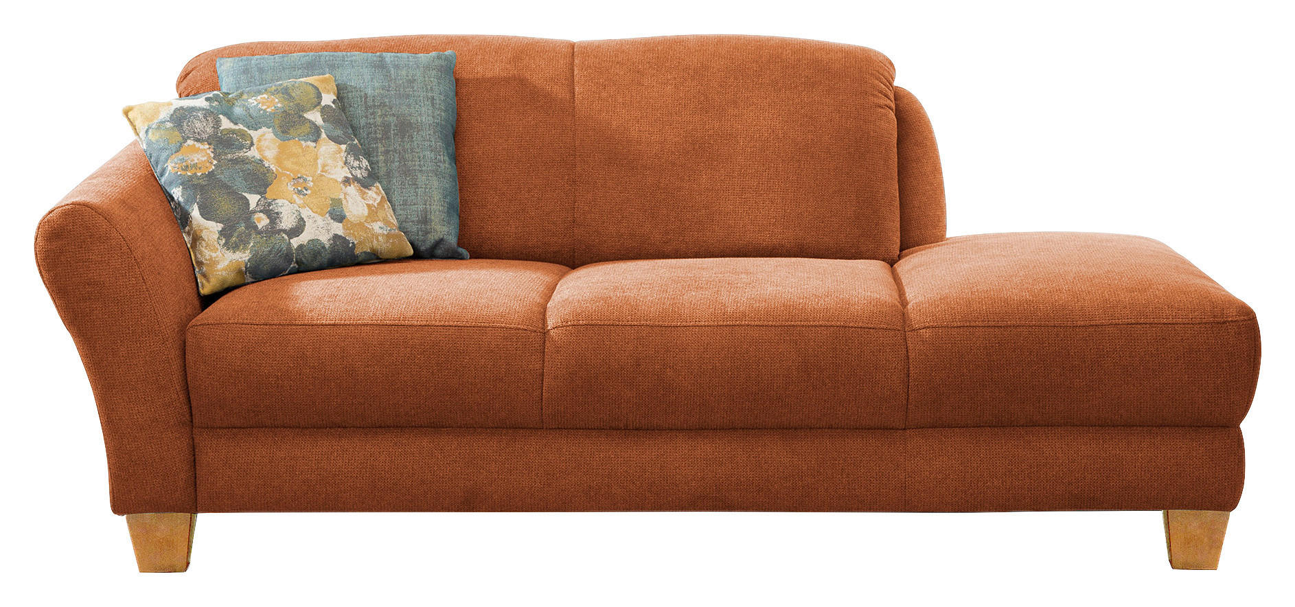 RÉCAMIERE in Flachgewebe Terracotta - Terracotta/Naturfarben, Konventionell, Holz/Textil (194/84/91cm) - Sit & More