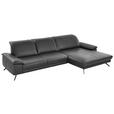 ECKSOFA Rivello Anthrazit Echtleder  - Anthrazit/Schwarz, Design, Leder/Metall (328/193cm) - Dieter Knoll