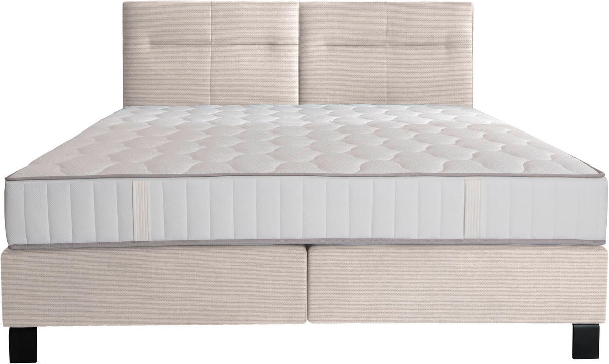 BOXSPRINGBETT 240/220 cm  in Ecru  - Ecru/Schwarz, Konventionell, Textil/Metall (240/220cm) - Esposa