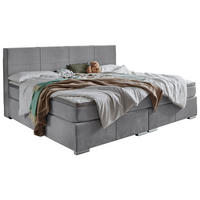 FAMILIENBOXSPRINGBETT 240/200 cm  in Hellgrau  - Chromfarben/Hellgrau, KONVENTIONELL, Holz/Kunststoff (240/200cm) - Boxxx