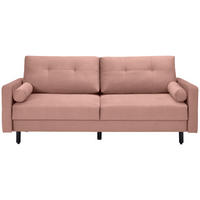SCHLAFSOFA in Samt Rosa  - Schwarz/Rosa, Konventionell, Holz/Textil (220/95/98cm) - MID.YOU