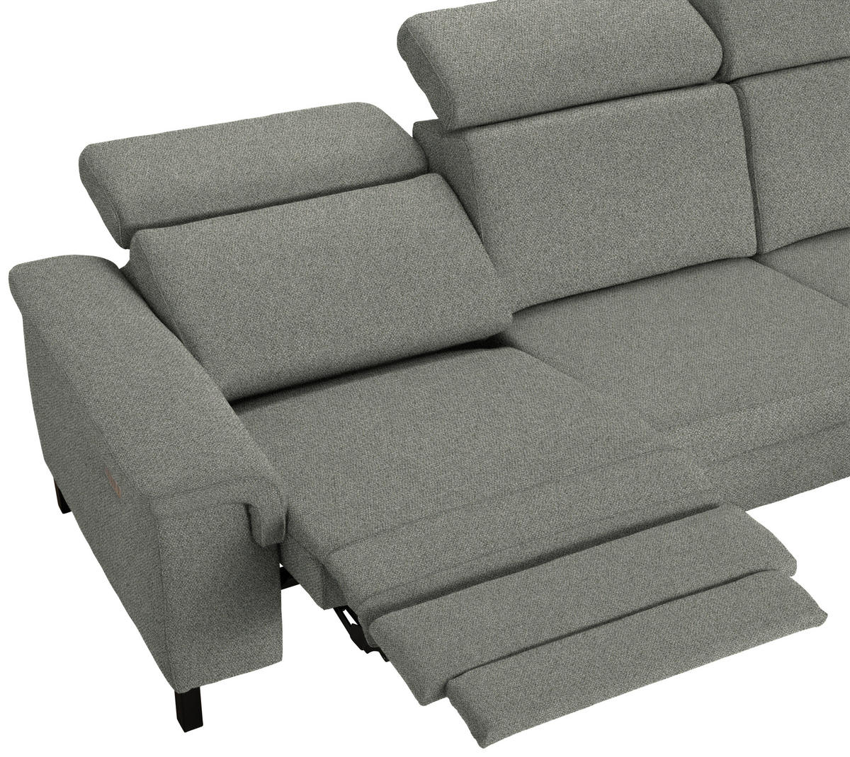 ECKSOFA Grün Flachgewebe Rücken echt, Kopfteilverstellung  - Schwarz/Grün, KONVENTIONELL, Textil/Metall (304/182cm) - Pure Home Comfort