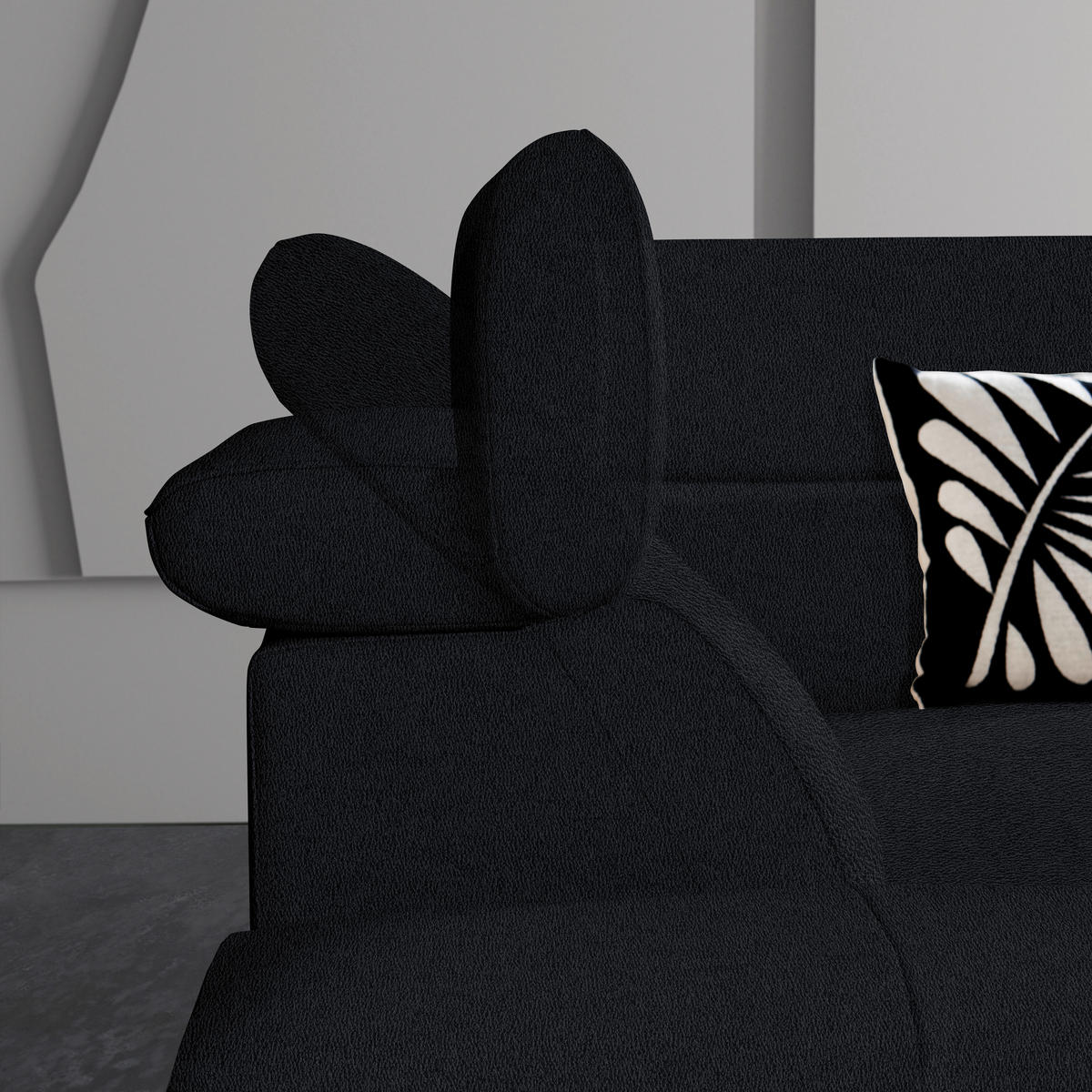 ECKSOFA Echtleder Schwarz  - Schwarz, Design, Leder/Metall (281/225cm) - Celina Home