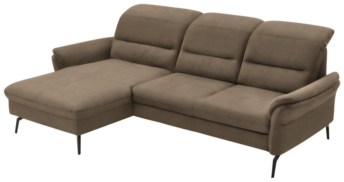 ECKSOFA in Flachgewebe Greige  - Greige/Schwarz, Konventionell, Textil/Metall (181/260cm) - Beldomo Speed