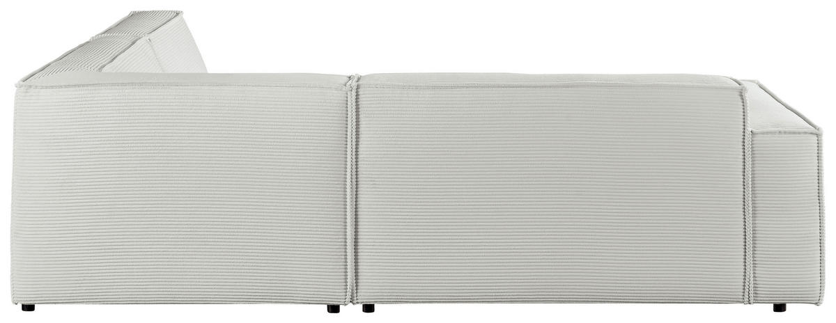 ECKSOFA in Cord Hellgrau  - Hellgrau/Schwarz, Konventionell, Kunststoff/Textil (254/224cm) - Hom`in