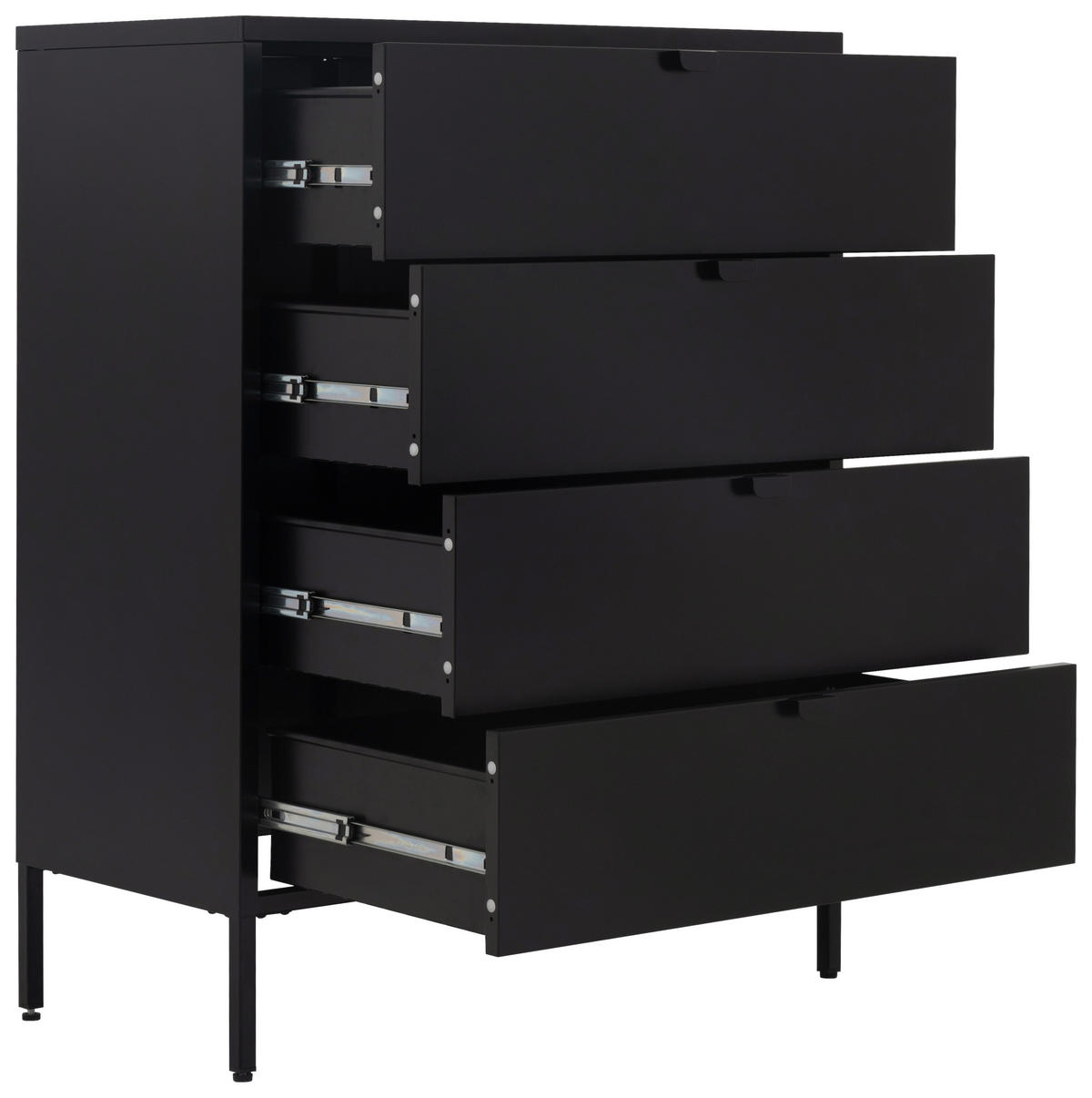 KOMMODE  in 80/101,5/40 cm  - Silberfarben/Schwarz, Design, Metall (80/101,5/40cm) - MID.YOU