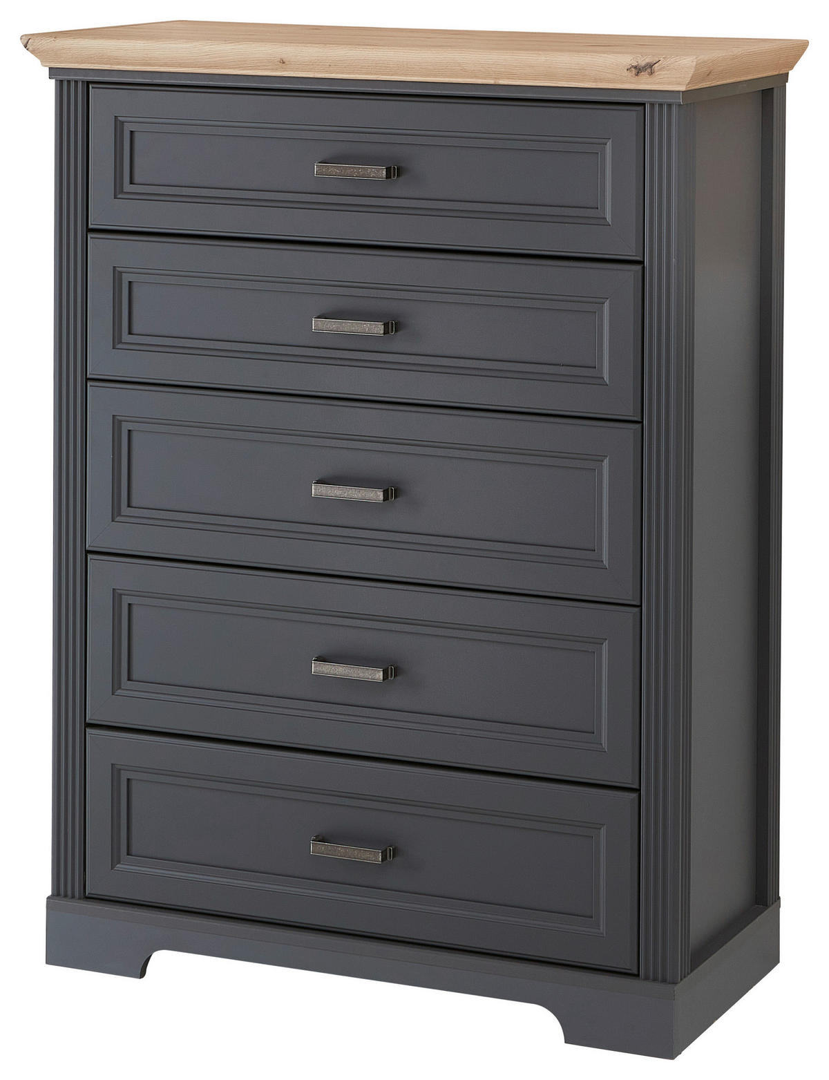 KOMMODE , 93/121/41 cm, 5 Schublade(n)  - Schwarz/Graphitfarben, Design, Holzwerkstoff/Metall (93/121/41cm) - Landscape