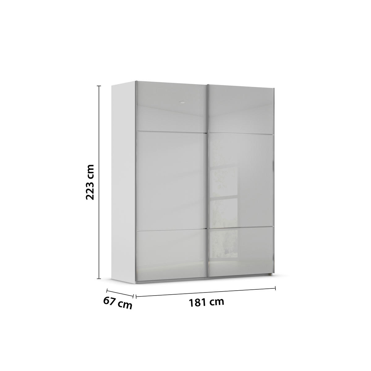 SCHWEBETÜRENSCHRANK in Grau  - Chromfarben/Grau, Konventionell, Glas/Holzwerkstoff (181/223/67cm) - Novel