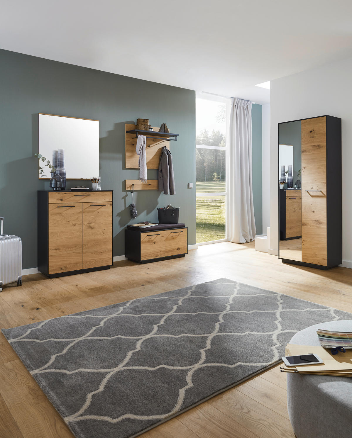 SCHUHSCHRANK  in 86/103/37 cm  - Eichefarben/Anthrazit, Design, Holz/Holzwerkstoff (86/103/37cm) - Dieter Knoll
