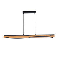 LED-HÄNGELEUCHTE Zhang 120/12,5/150 cm   - Schwarz/Kieferfarben, Design, Holz/Kunststoff (120/12,5/150cm) - Novel