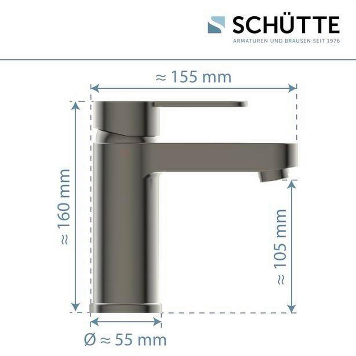 WASCHTISCHARMATUR 34212  - Graphitfarben, Basics, Metall (5,5/15,9/15,7cm) - Schütte