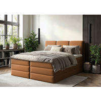 BOXSPRINGBETT 160/200 cm,  in Rostfarben, Bettkasten, Topper, H2 + H3 = mittel + fest  - Rostfarben/Schwarz, MODERN, Holz/Holzwerkstoff (160/200cm) - MID.YOU