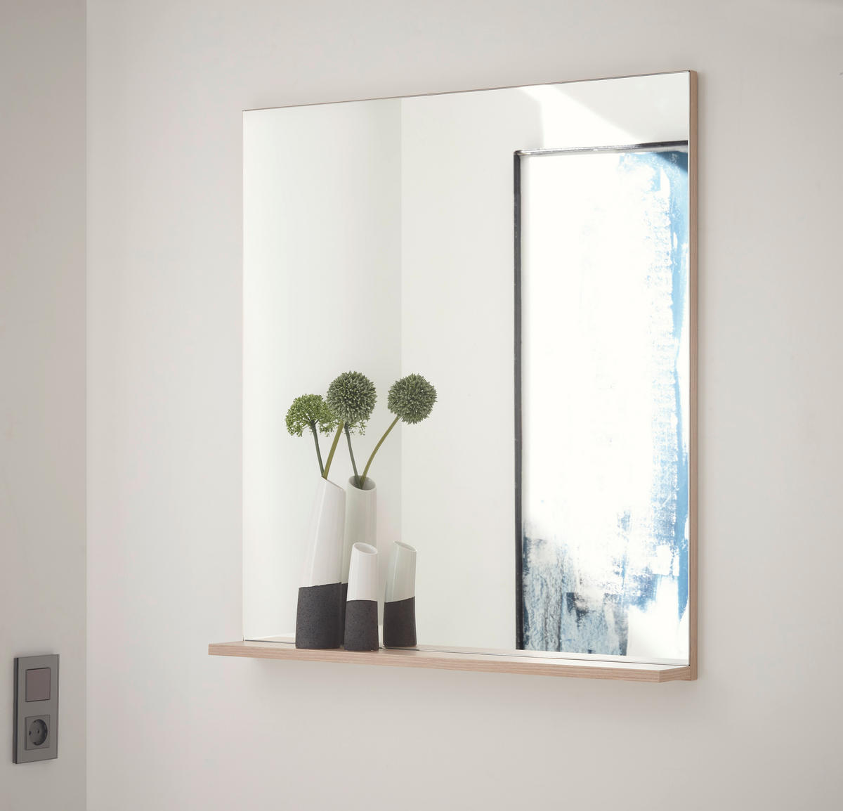 WANDSPIEGEL 80/80/10 cm  - Eichefarben, Design, Glas/Holzwerkstoff (80/80/10cm) - Modante