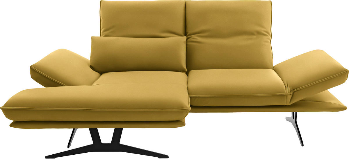 ECKSOFA in Echtleder Gelb  - Gelb/Schwarz, Design, Leder/Metall (130/210cm) - Dieter Knoll