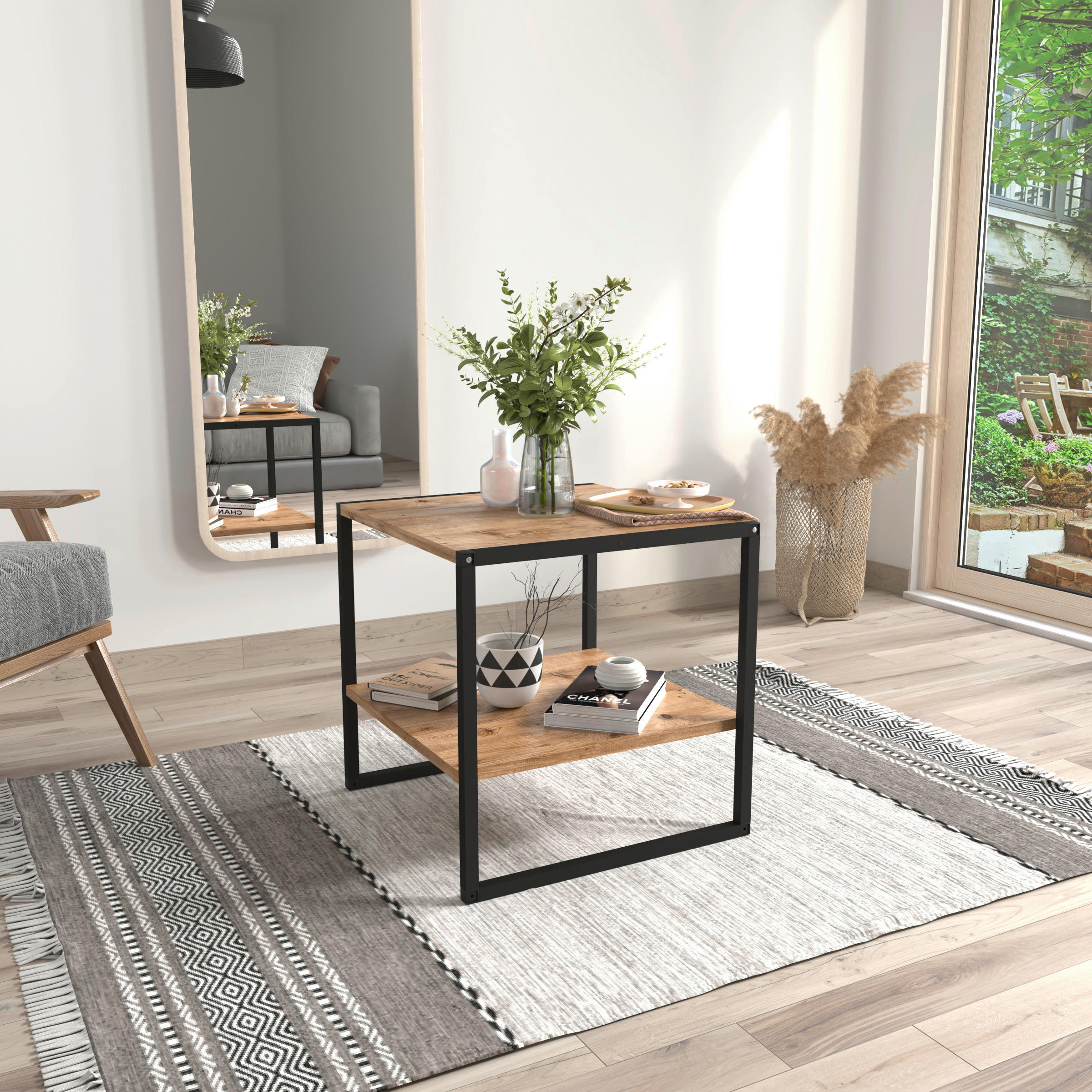 SOFFBORD i trämaterial 50/50/50 cm - honungsek/svart, Design, metall/trämaterial (50/50/50cm) - MID.YOU